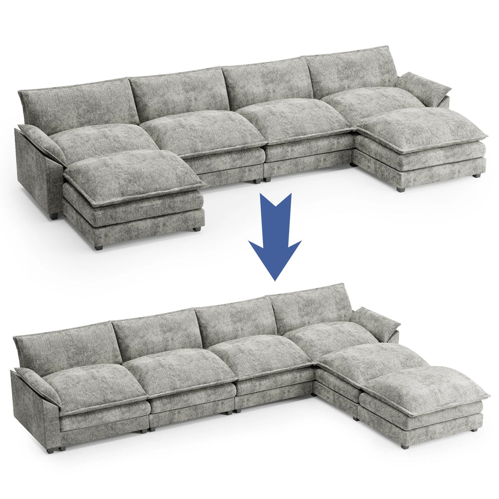 U-Shape 4 Seat Sectional Sofa with Chaise Lounge Gray H502