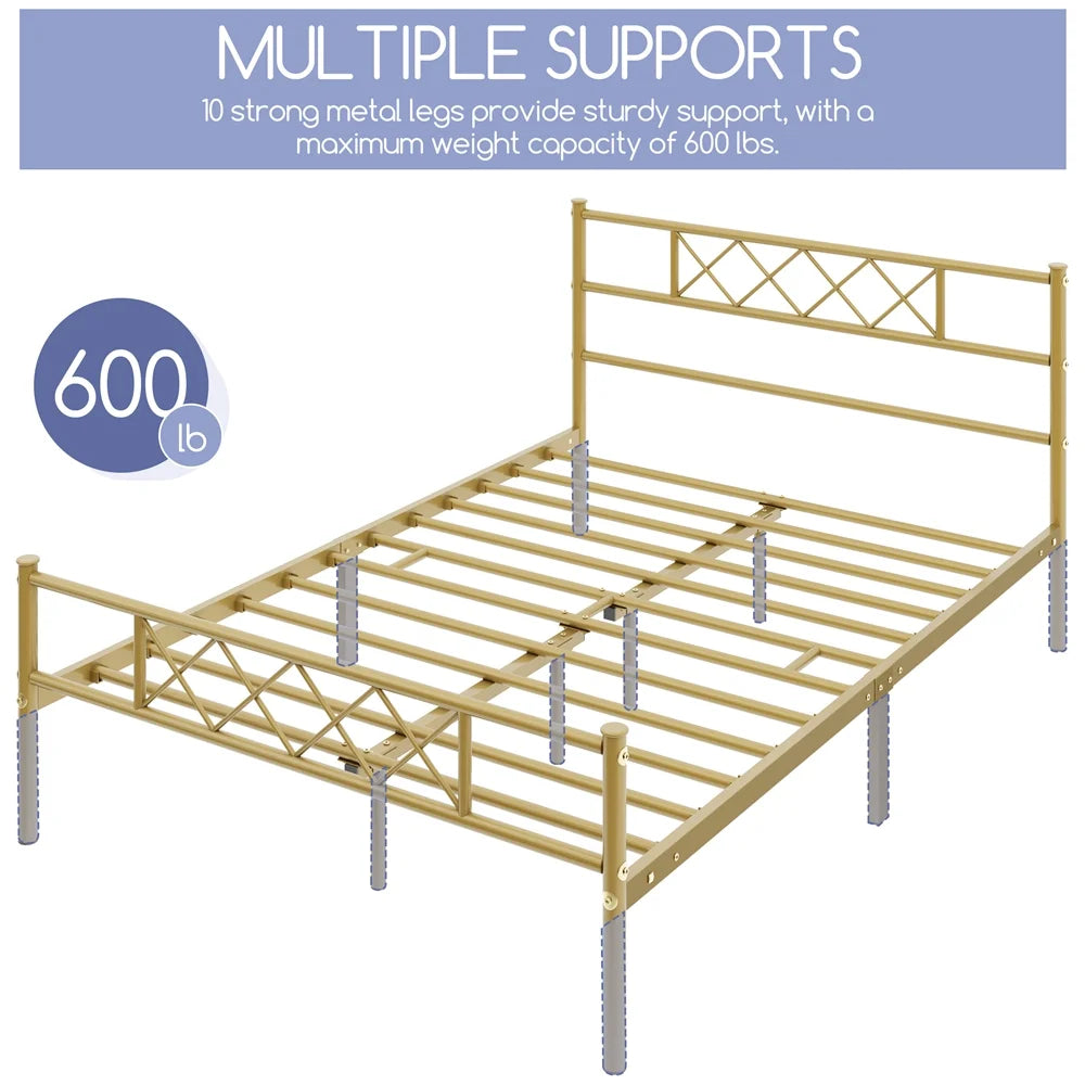 White Twin Metal Bed Frame with Headboard & Footboard C2225