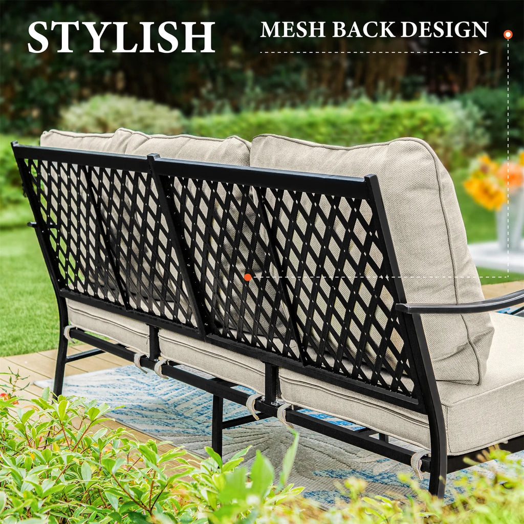 Beige 9-Seater Patio Conversation Set with Swivel Chair Sofa P426717