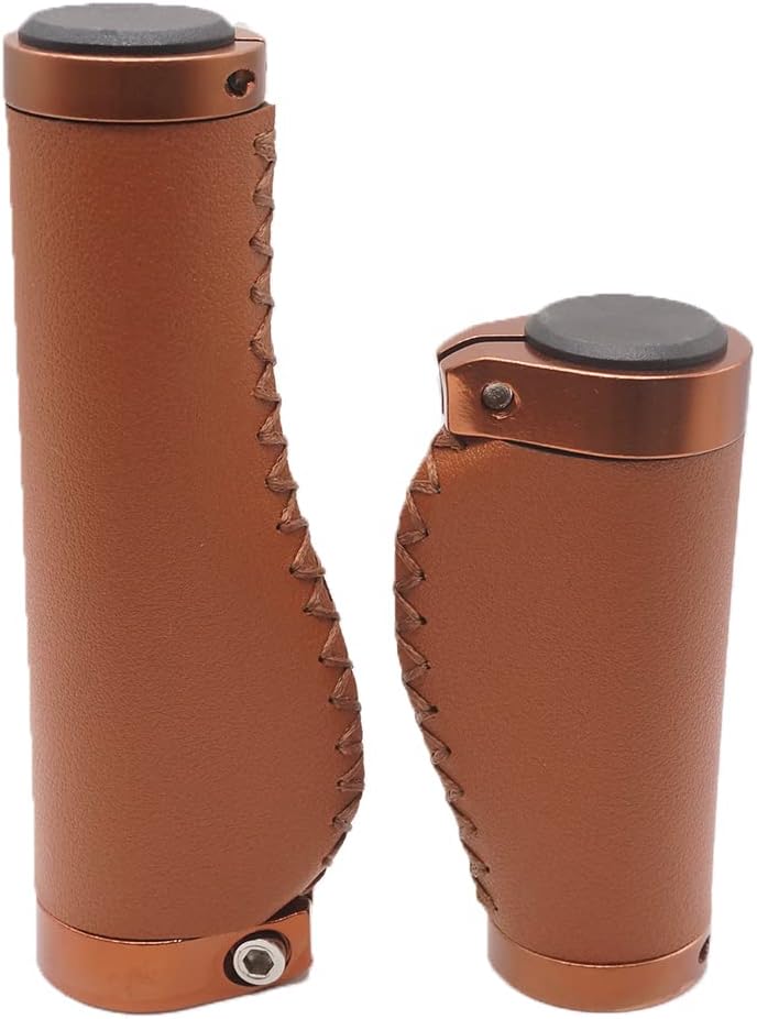 Brown PVC Microfiber Leather Ergonomic Bike Handle Grips W2516