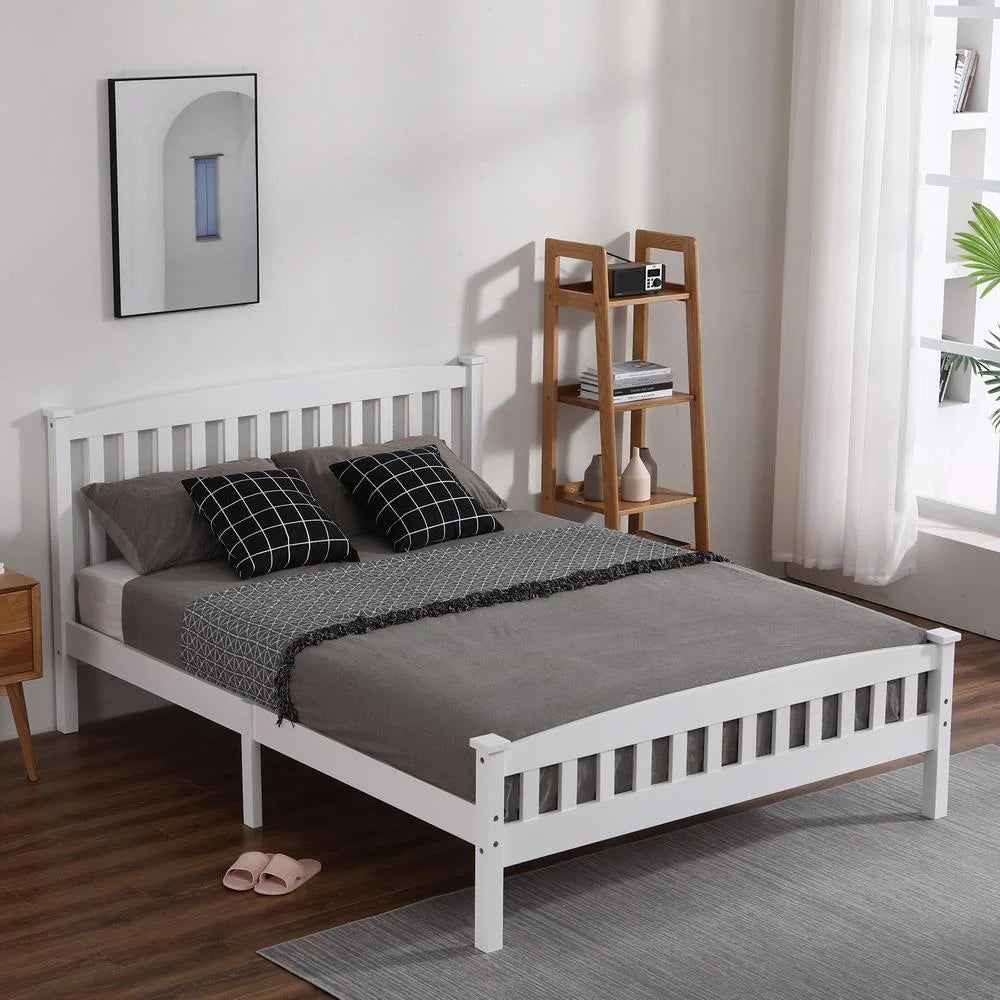 Full Solid Pine Wood Bed Frame with Wood Slats Y24057