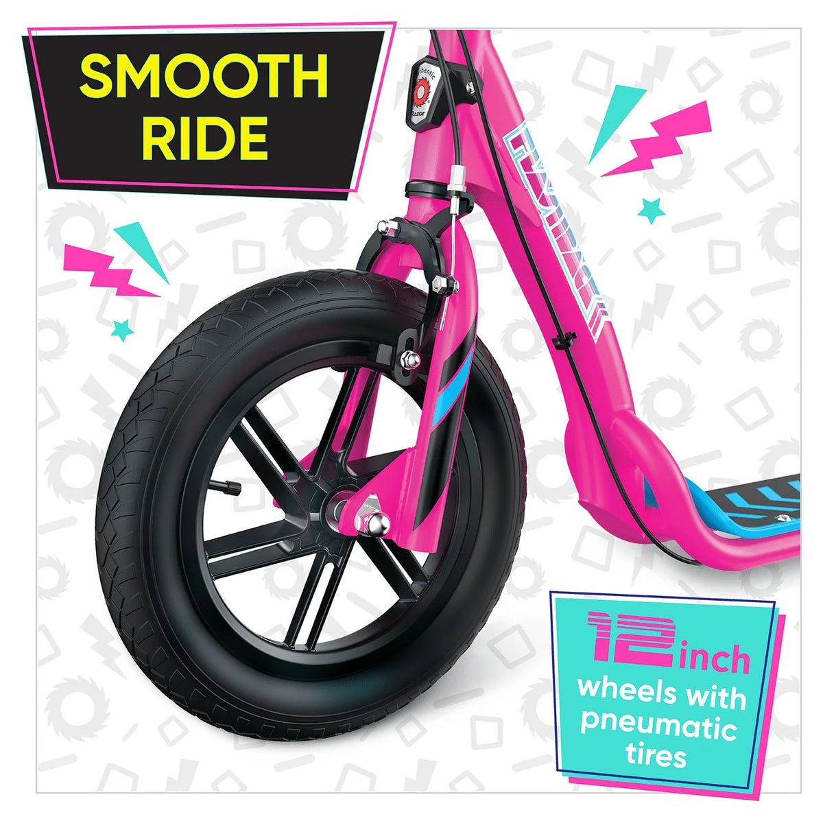 Pink Kick Scooter with 12" Air-Filled Tires E2228