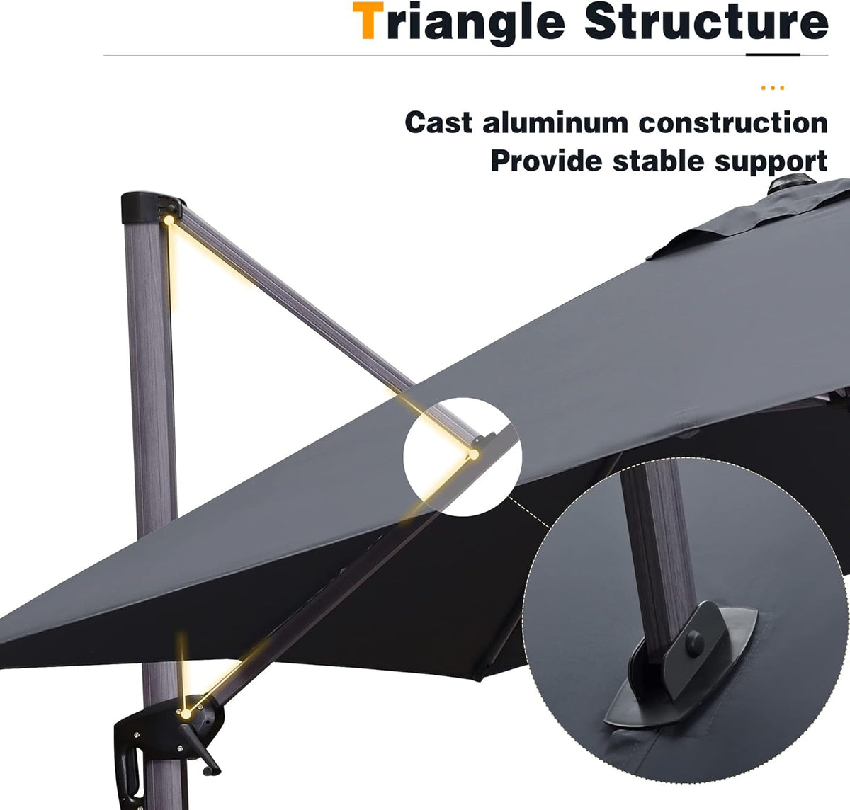 10 FT Square Wind Resistant Cantilever Patio Umbrella F44375