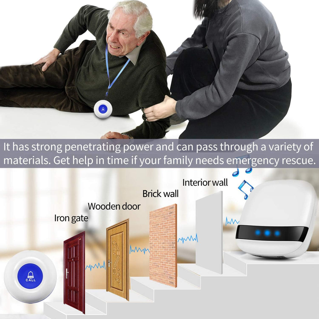 Caregiver Pager Wireless SOS Call Button Nurse Alarm System 5 Transmitter 5 Plug-in Receiver O755948