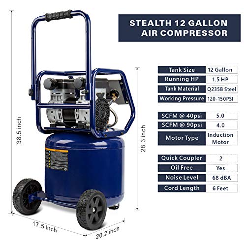12 Gallon Ultra Quiet Oil-Free Air Compressor I6720