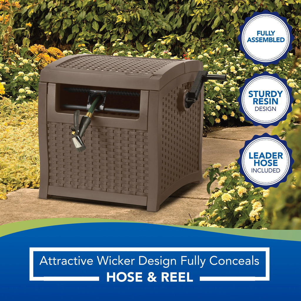 Wicker Hose Hideaway Reel with Hose Guide J620