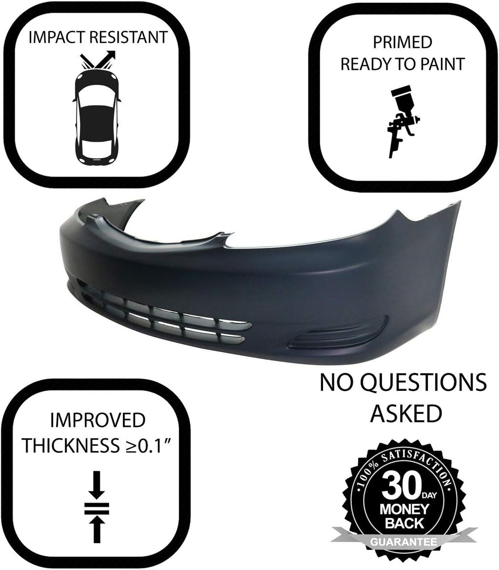 Plastic Bumper Cover Fascia for 2002-2004 Toyota Camry LE XLE Sedan T757389
