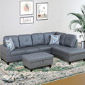 Faux Leather L Shaped Sectional Sofa with Storage Ottoman and Two Pillow M4238