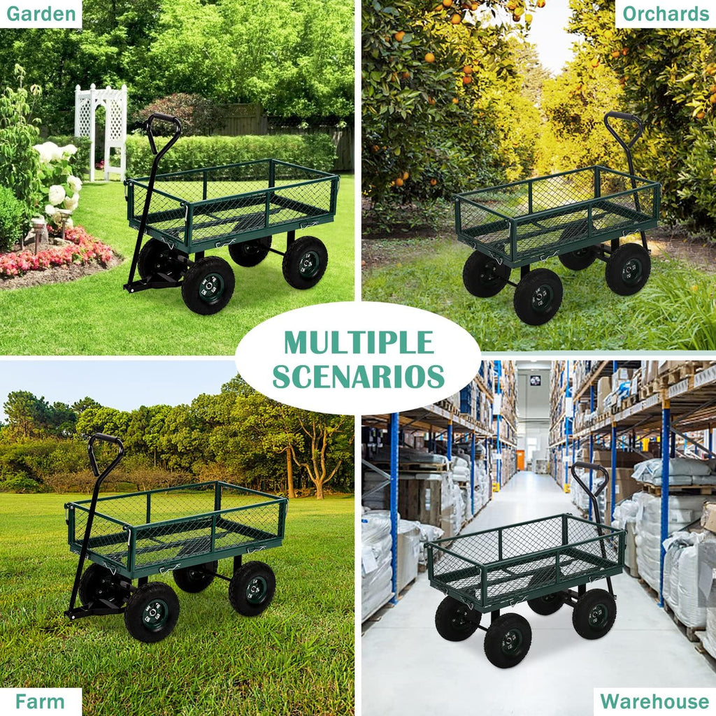 Heavy Duty Utility Wagon Garden Cart with Removable Sides, 400lb Weight Capacity, Folding Collapsible Wagon V12375