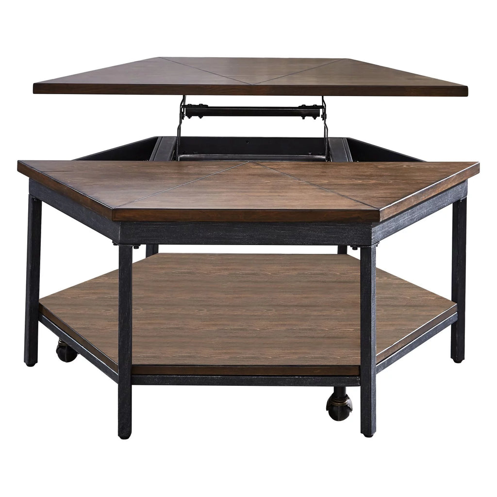 Chocolate Wood Hexagon Lift-Top Cocktail Table T207