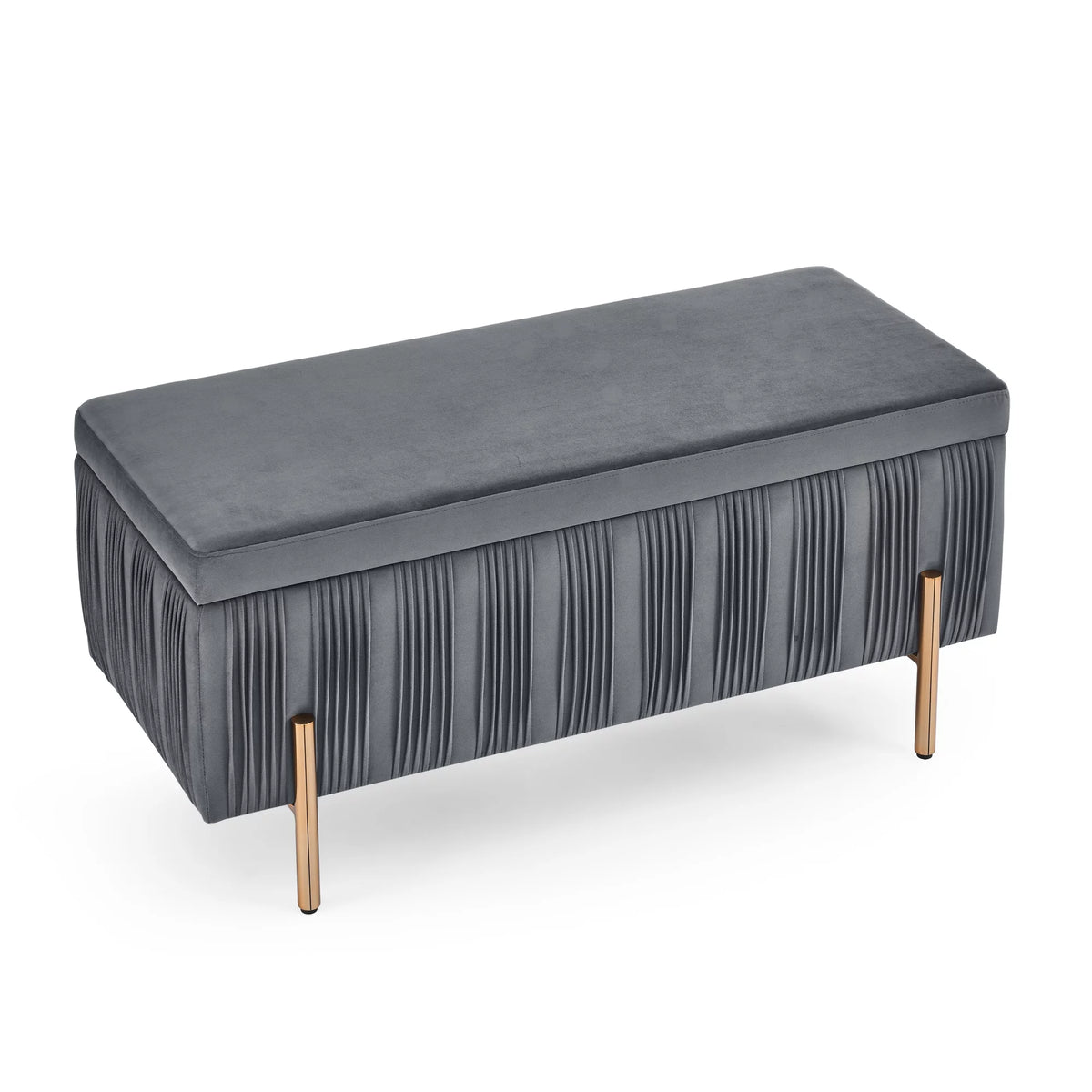 Grey Velvet Upholstered Storage Bench X2427
