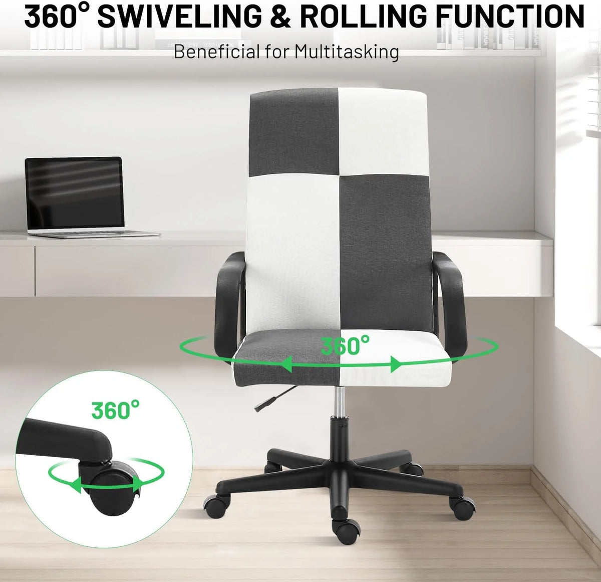 Ergonomic High Back PU Leather Swivel Rolling Office Chair with Flip-up Armrests N962878