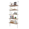 5-Tier Wood Ladder Bookcase with Metal Frame O580093