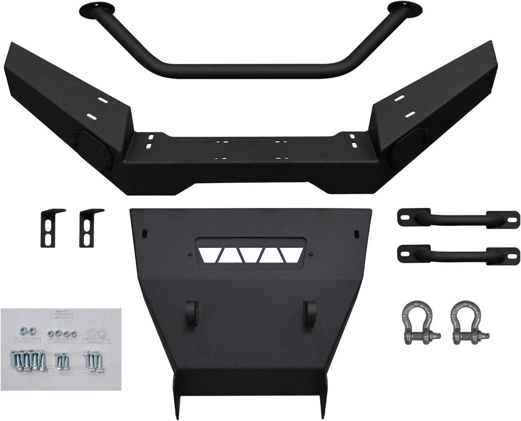 Wrinkle Black Steel Front Bumper with Tow Hooks K520025