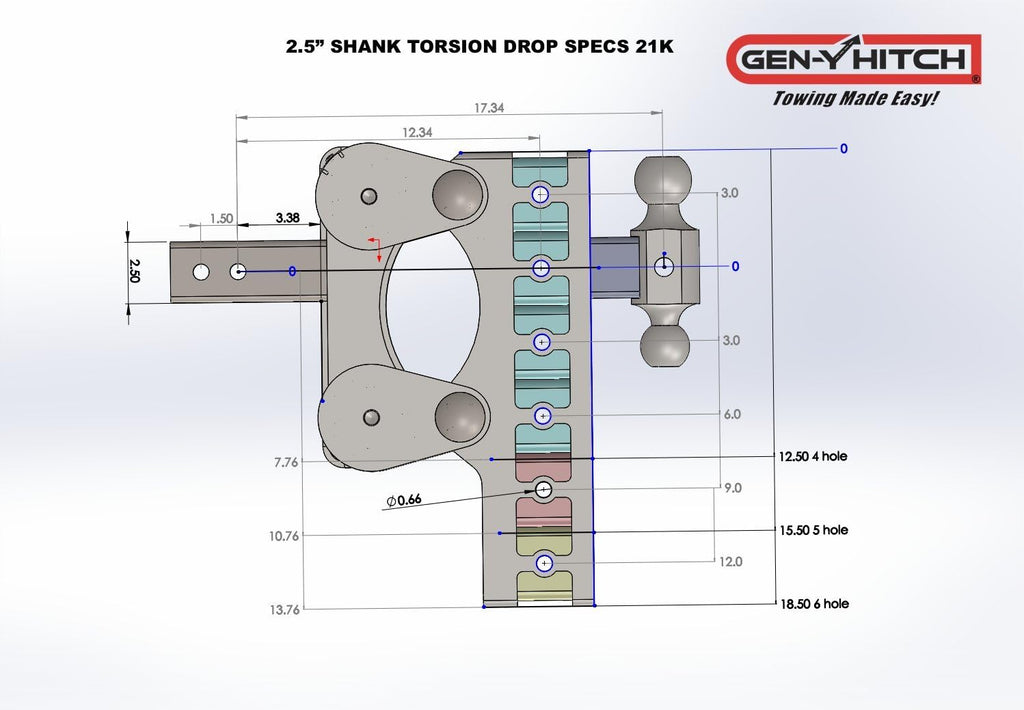 Torsion Suspension Hitch 2.5" Receiver Class V 21K Towing Hitch, Combo Includes Dual Ball, Pintle Lock & 2 Hitch Pins G7988