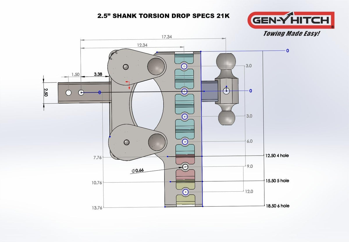 Torsion Suspension Hitch 2.5" Receiver Class V 21K Towing Hitch, Combo Includes Dual Ball, Pintle Lock & 2 Hitch Pins G7988