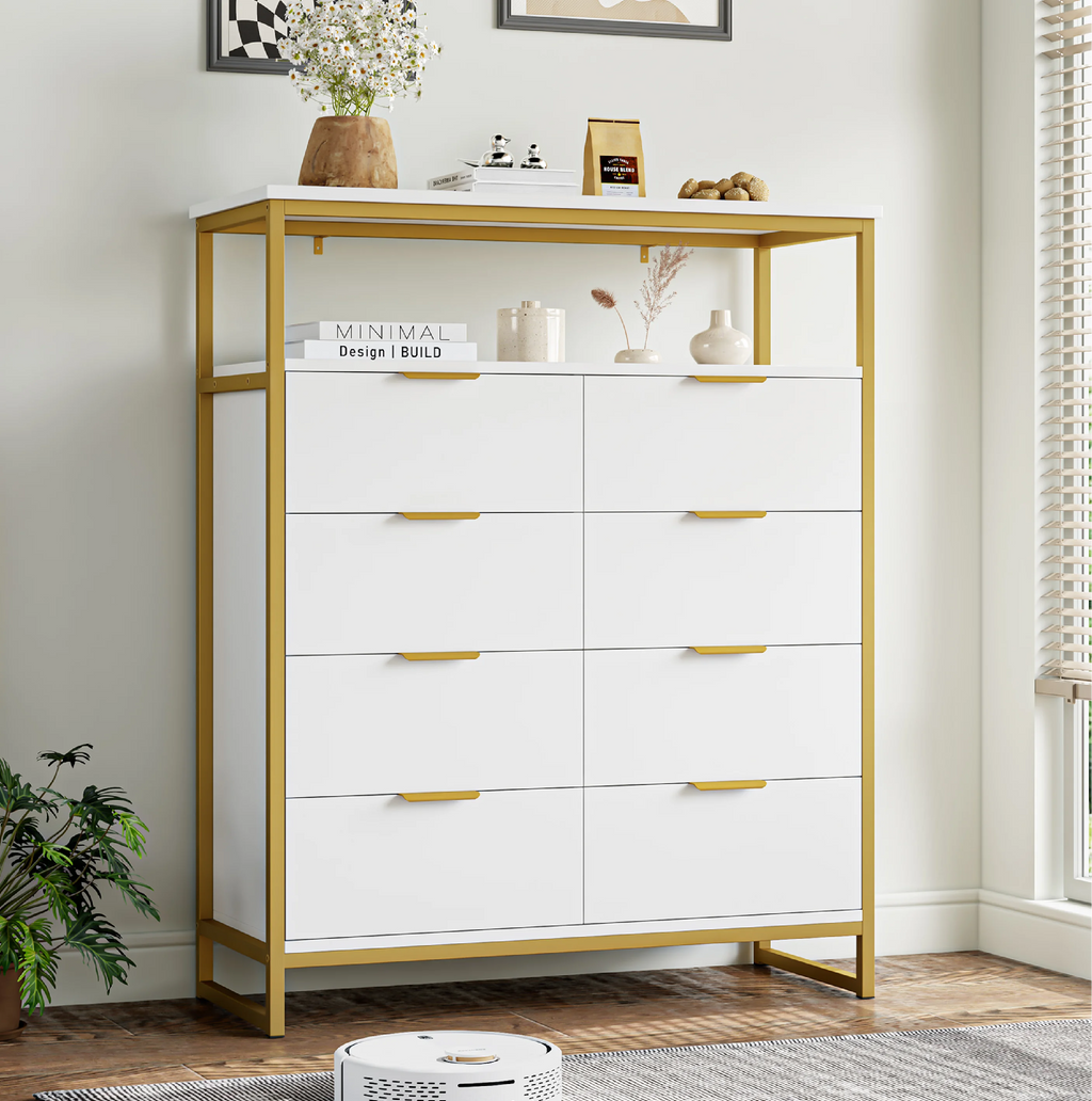 White 8 Drawer Wood Dresser E738145