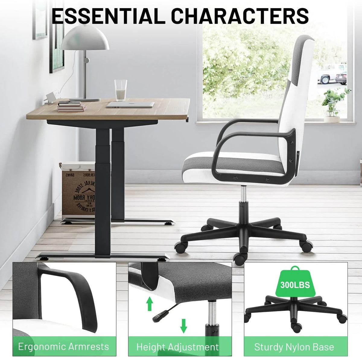 Ergonomic High Back PU Leather Swivel Rolling Office Chair with Flip-up Armrests N962878