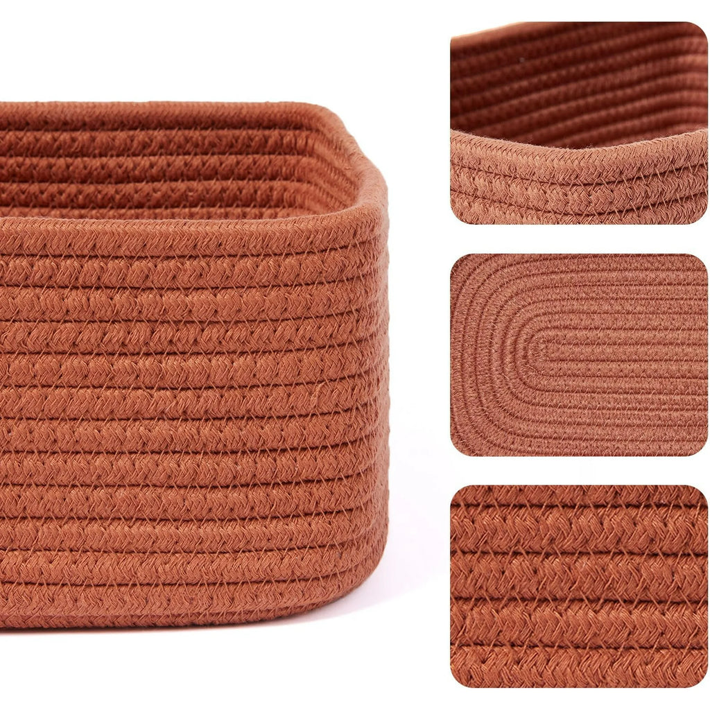 3 Packs Oxide Red Woven Rope Storage Baskets S216