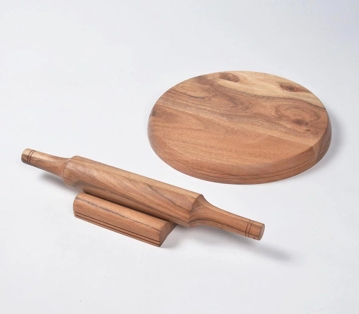 Acacia Wood Rolling Pin & Board With Stand G4444