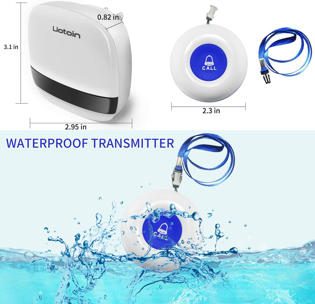 Caregiver Pager Wireless SOS Call Button Nurse Alarm System 5 Transmitter 5 Plug-in Receiver O755948