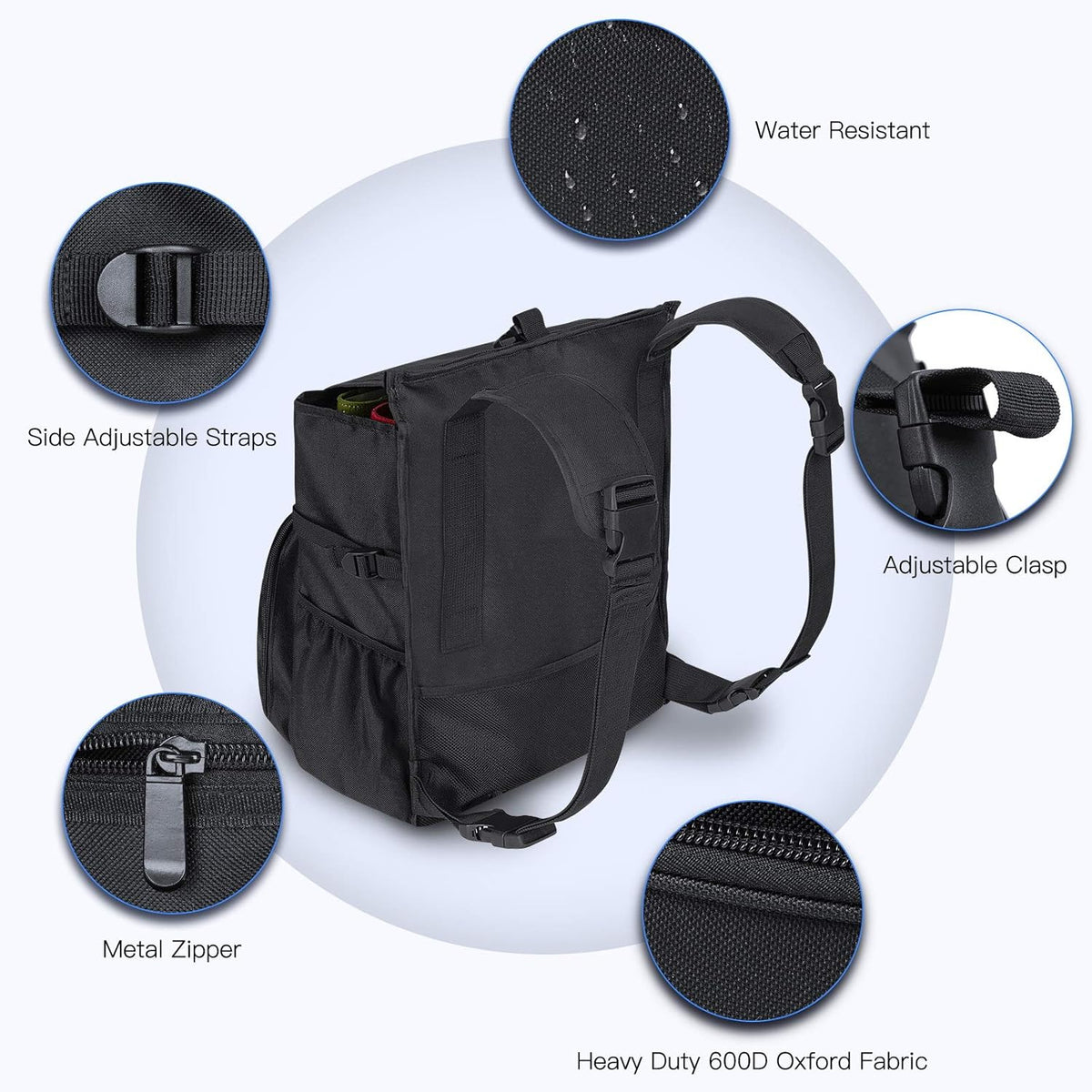 Black Car Front Seat Organizer Bag with 3 Adjustable Straps W142