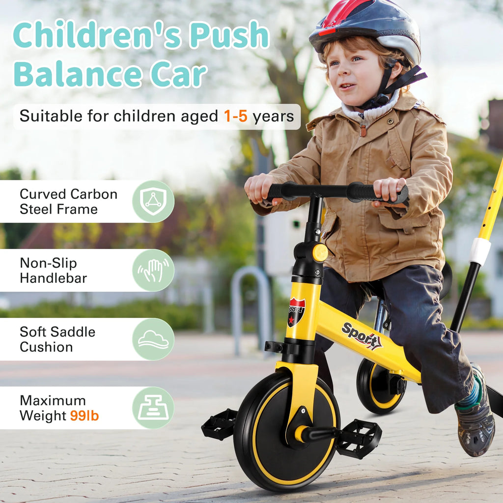 6 in 1 Kids Tricycle with Adjustable Seat and Removable Pedal F9061