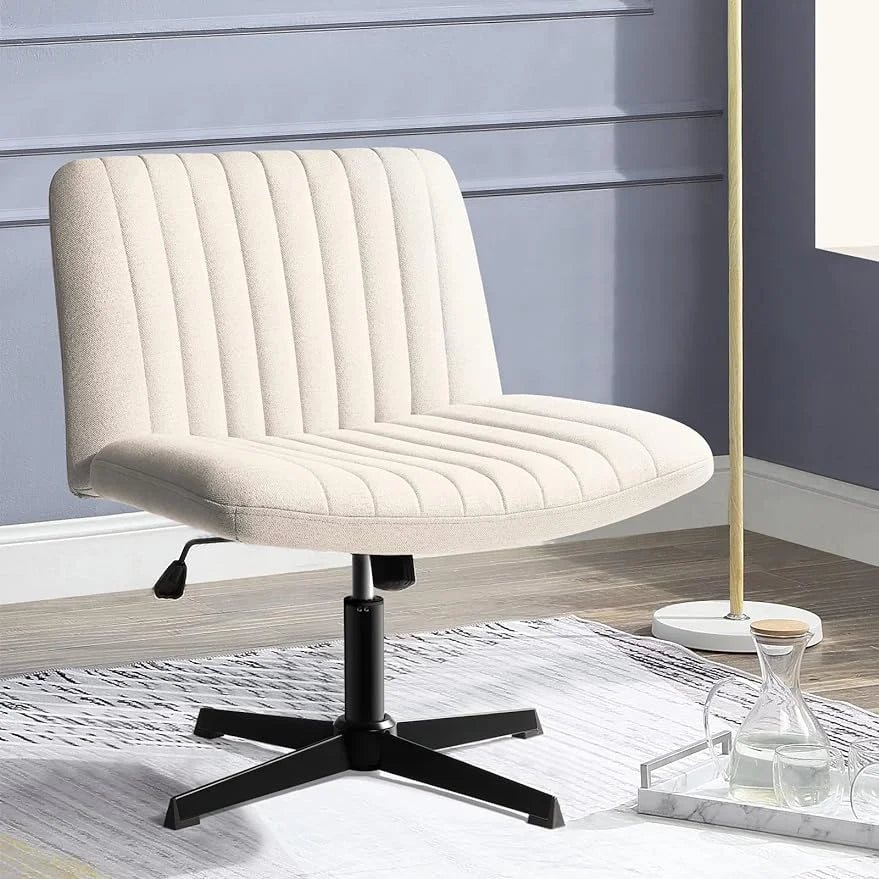 Armless Cross Legged Fabric Padded Swivel Height Adjustable Office Desk Chair J886373
