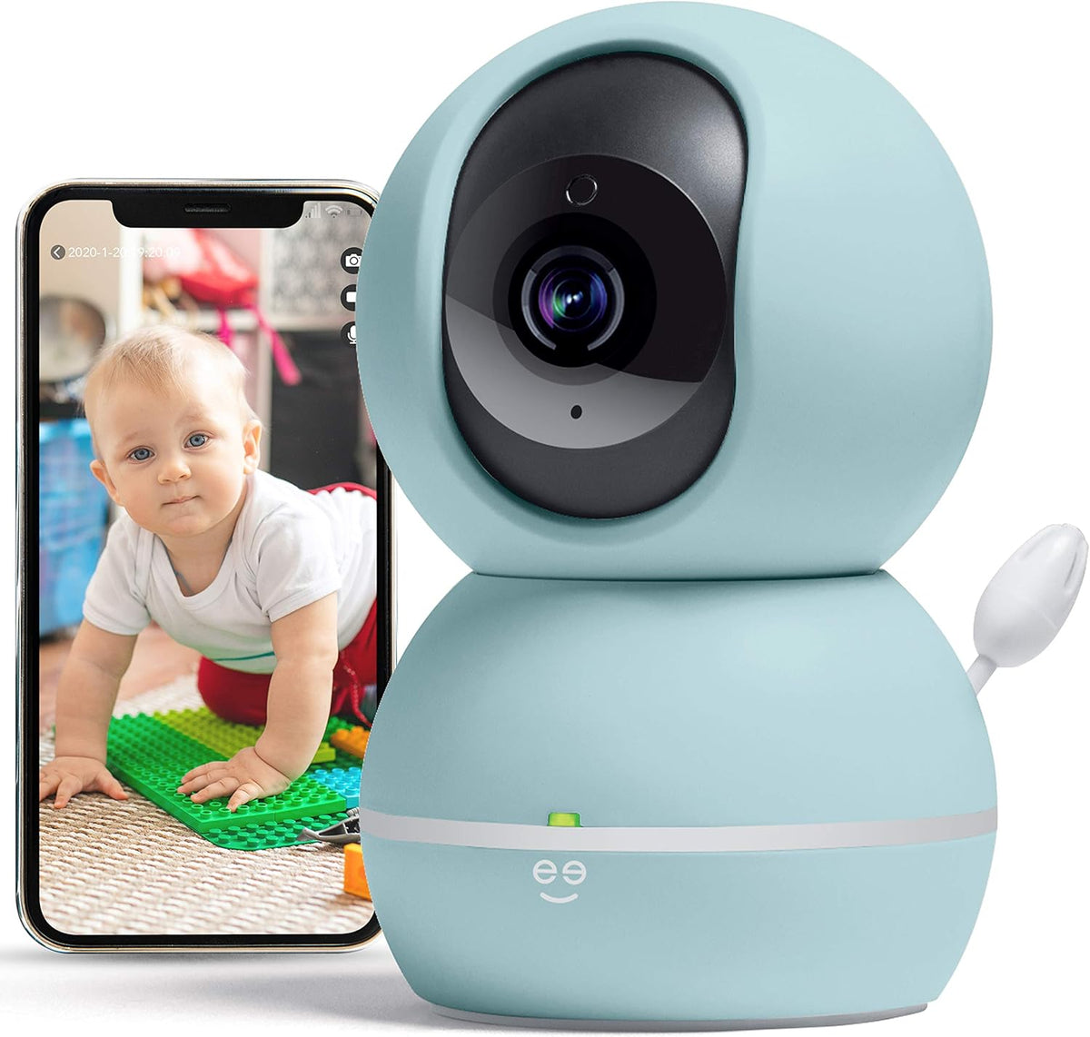 1080p Wireless WiFi Pet and Baby Monitor Camera (Pastel Blue) V7515