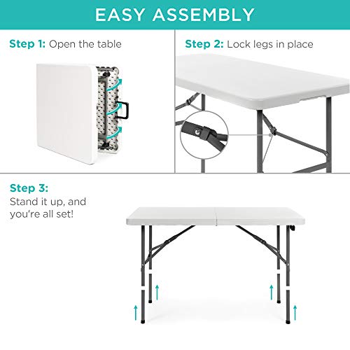4ft Black Plastic Folding Table V3811