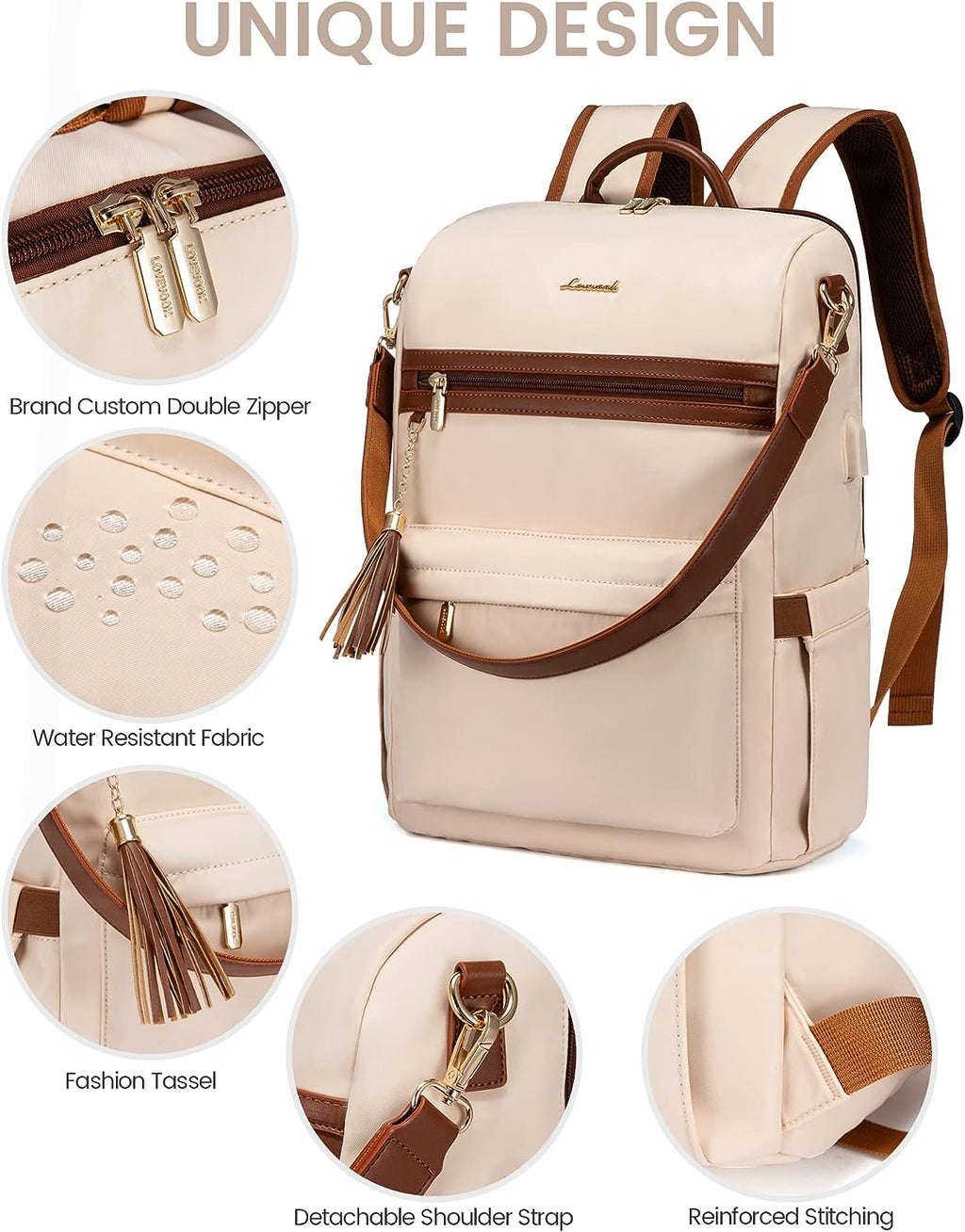 15.6" Laptop Backpack with USB Port Convertible Daypack Z956