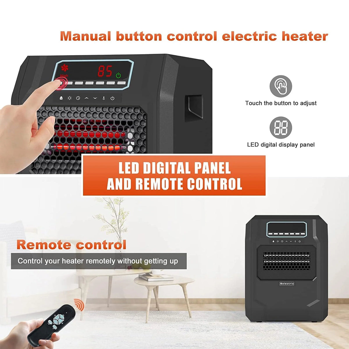 Electric Space Heater with Remote Control (2 Pack) S13610