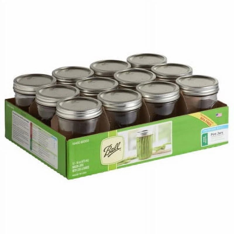 Glass Mason Jars with Lids & Bands, 16 oz, 12 Count K198737