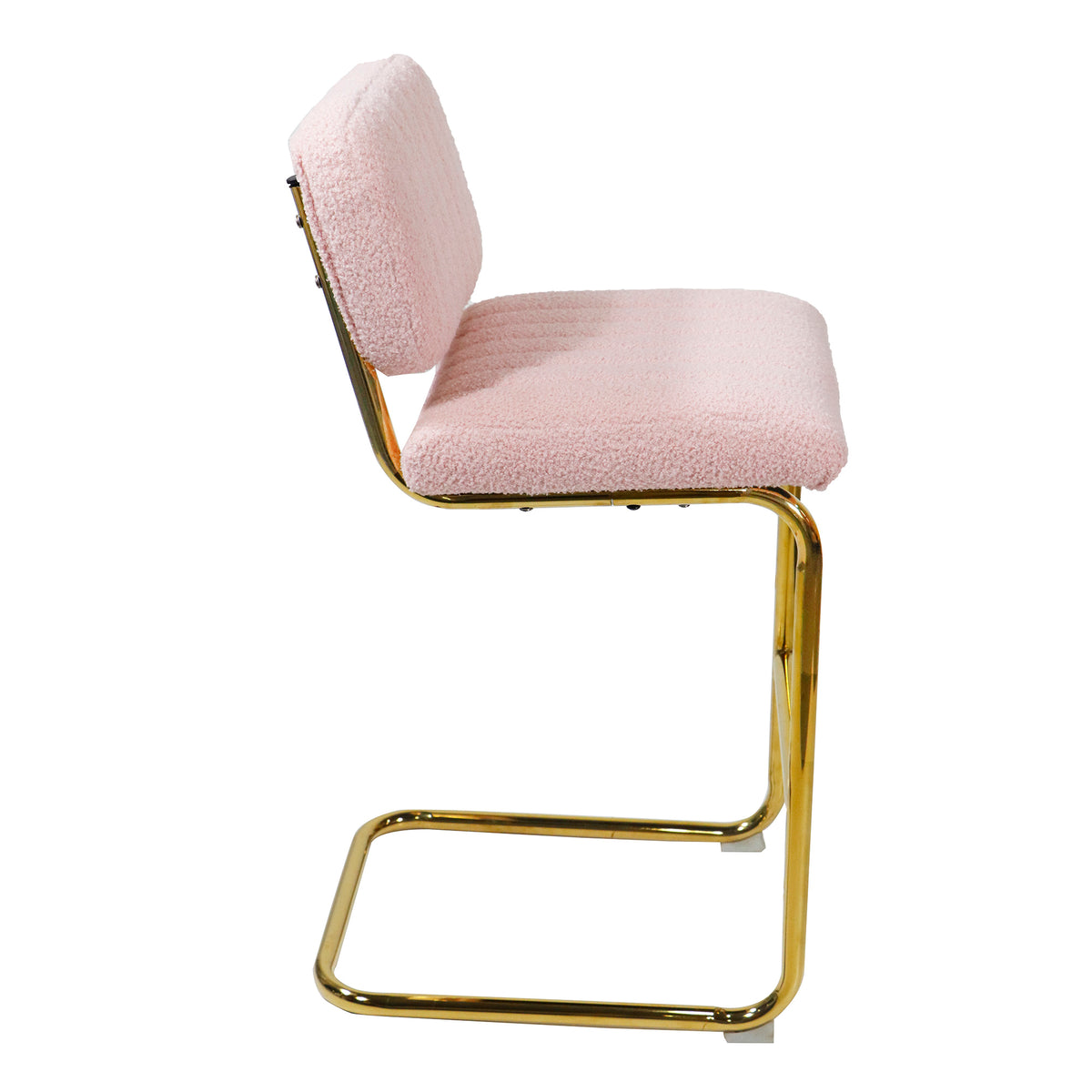 Pink Boucle Fabric Counter Height Bar Stools Set of 2 U314823