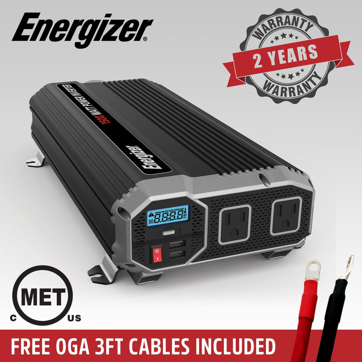 1500 Watts Power Inverter, 12v to 110v, Two AC Outlets, Two USB Ports G7161