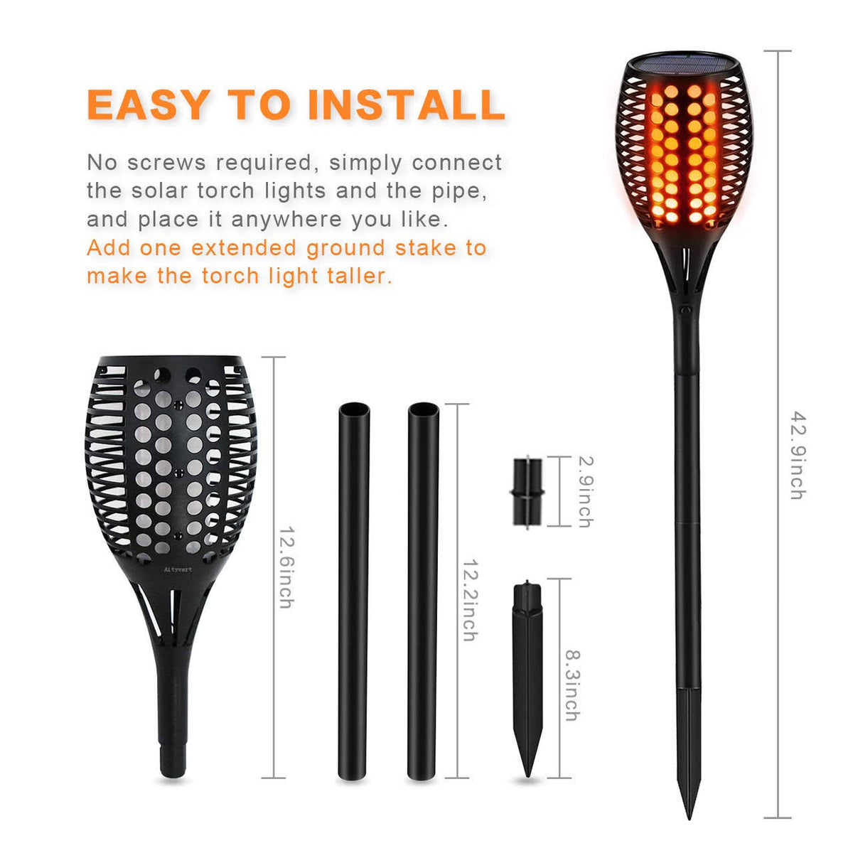 Solar Torch Lights Waterproof Flickering Flame Torches B841