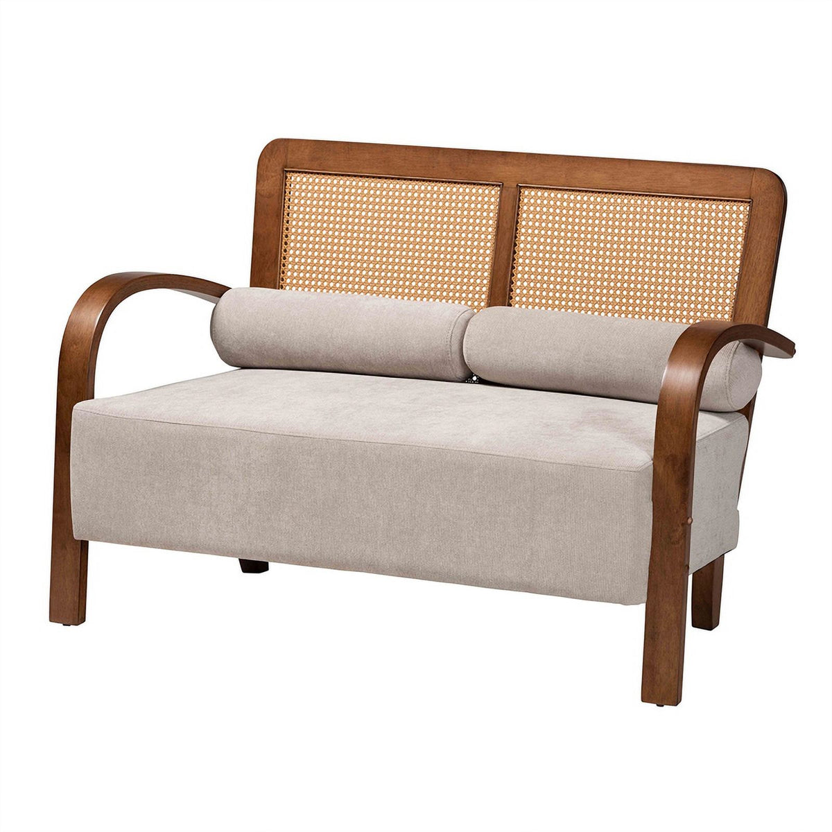 Sage Gray Fabric and Brown Wood 3-Piece Living Room Set M12826