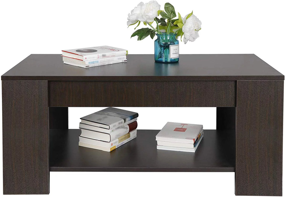 Lift Top Coffee Table with Hidden Storage Brown F6745