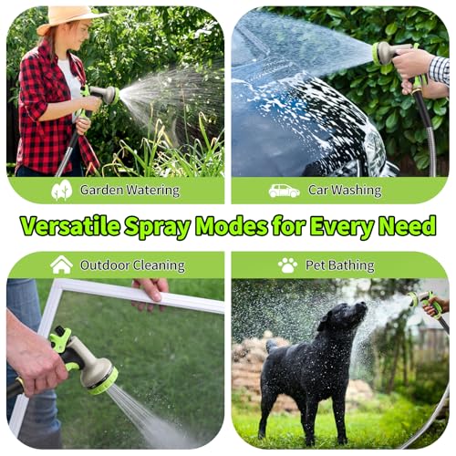 50FT Stainless Steel Heavy Duty Garden Hose with 10 Function Nozzle D49841