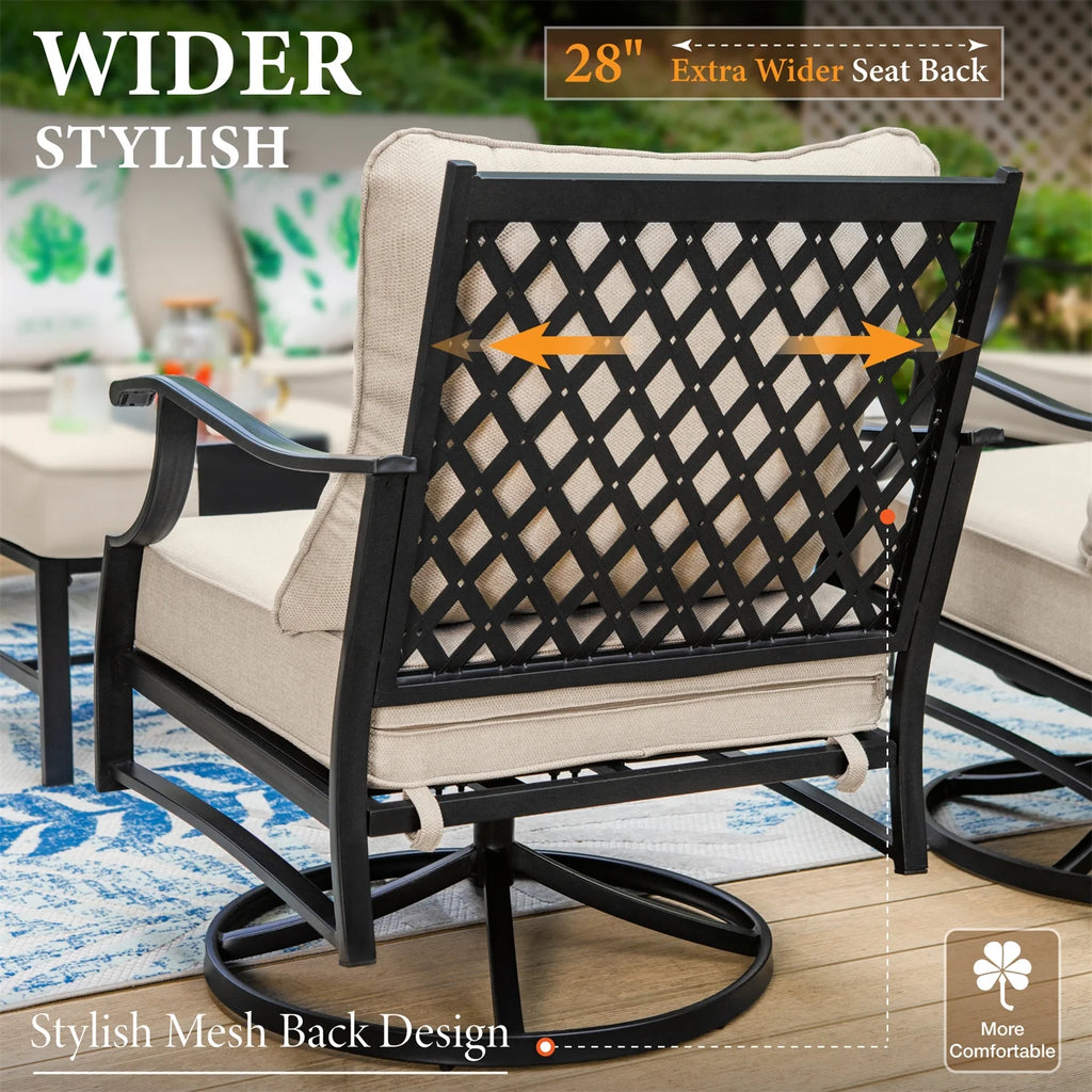 Beige 9-Seater Patio Conversation Set with Swivel Chair Sofa P426717