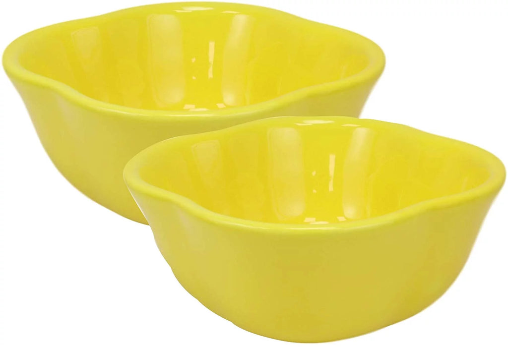 Ceramic Yellow Bell Pepper Bowl Condiments Container Set of 2 C282373