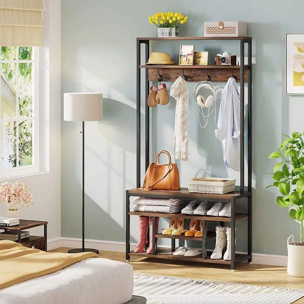 Entryway Hall Tree with Bench and Shoe Storage Z289016