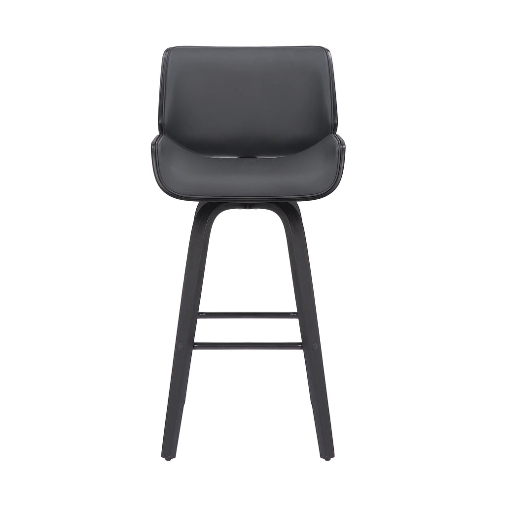Faux Leather Wood Swivel Counter Stool in Gray/Black W363