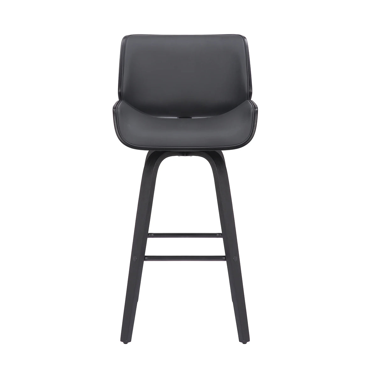 Faux Leather Wood Swivel Counter Stool in Gray/Black W363