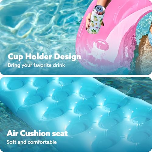 2 Pack Inflatable Pool Chairs with Cup Holders G4029