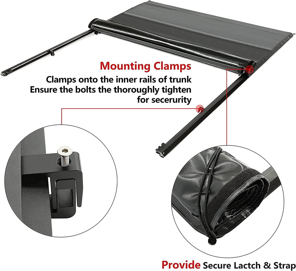 Soft Roll-up Truck Tonneau Cover with 6.5' Bed Black Sailcloth M436373
