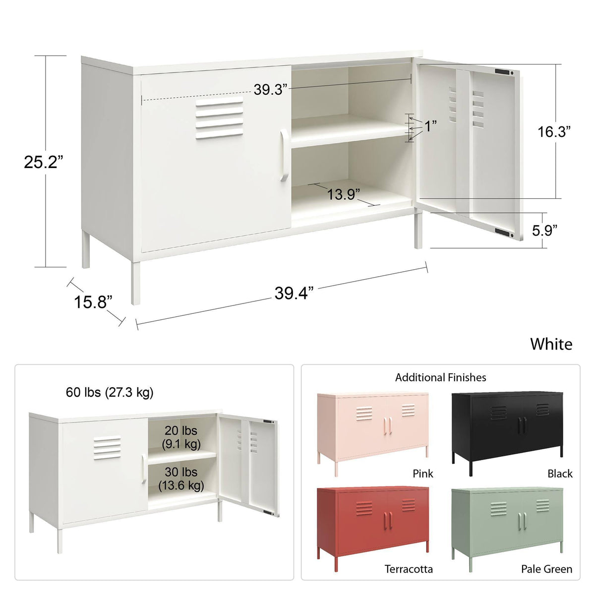 2 Door Metal Accent Cabinet, Terracotta X935