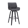 Faux Leather Wood Swivel Counter Stool in Gray/Black W363