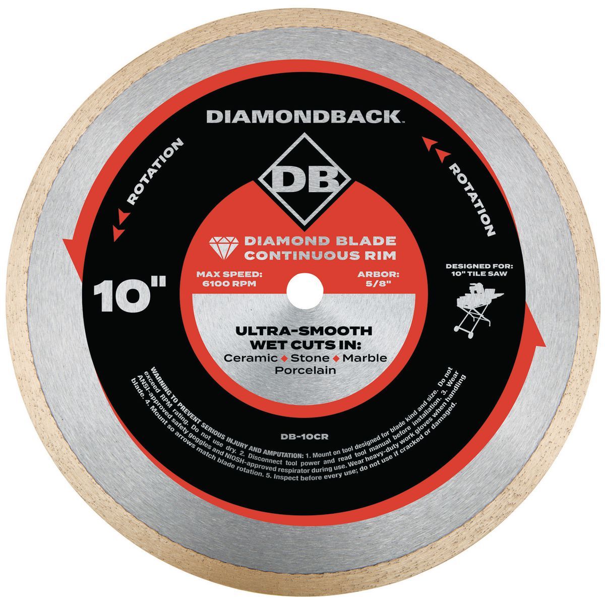 10 in. Continuous Rim Wet Cut Diamond Blade C82505