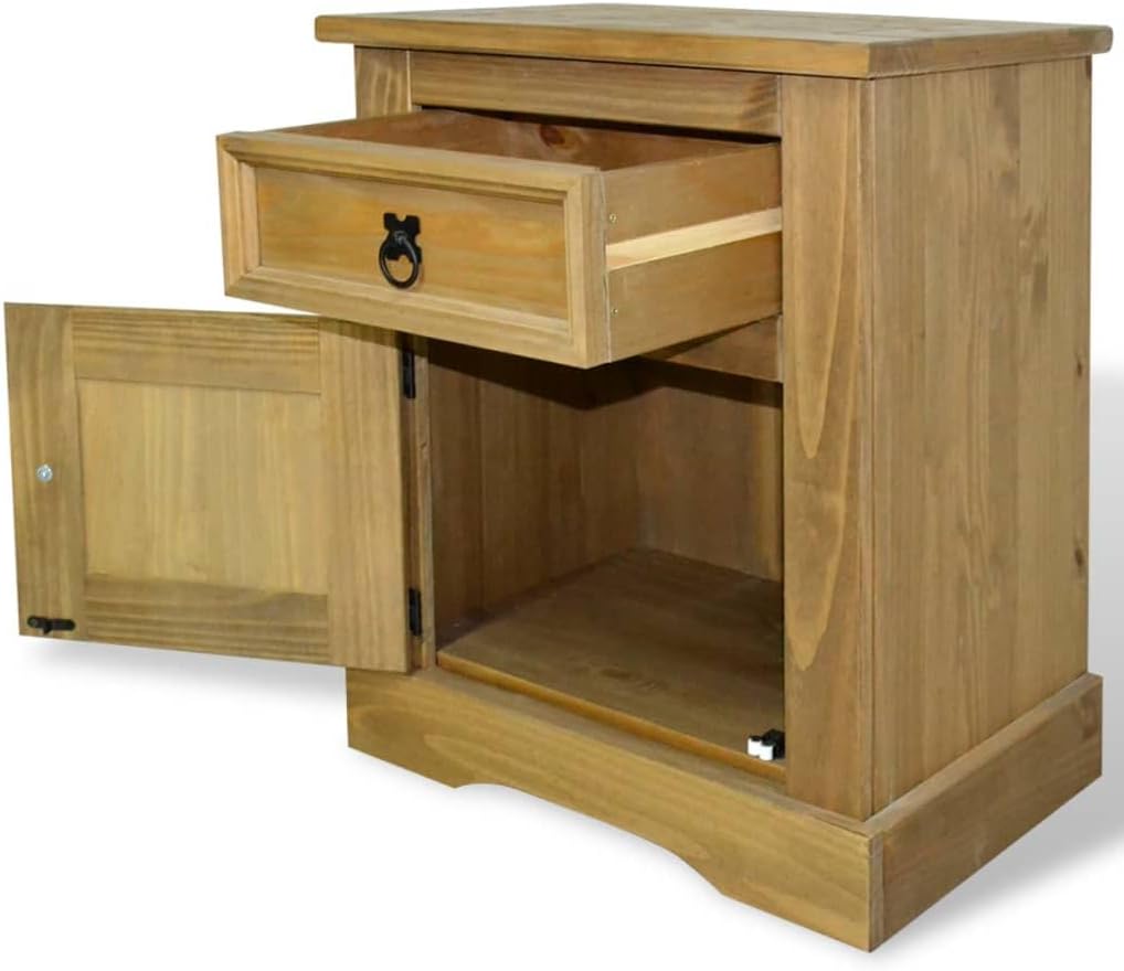 Mexican Pine Bedside Cabinet 20.9"x15.4"x26.4" Z7737